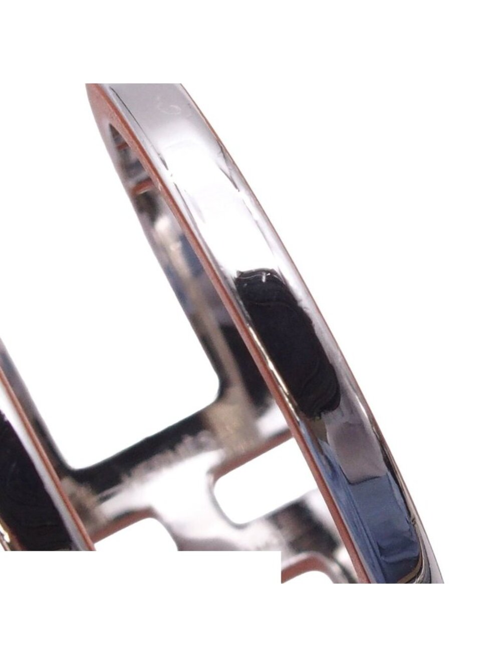 Hermes Anron Scarf Ring Silver Orange Metal - Picture 7 of 8